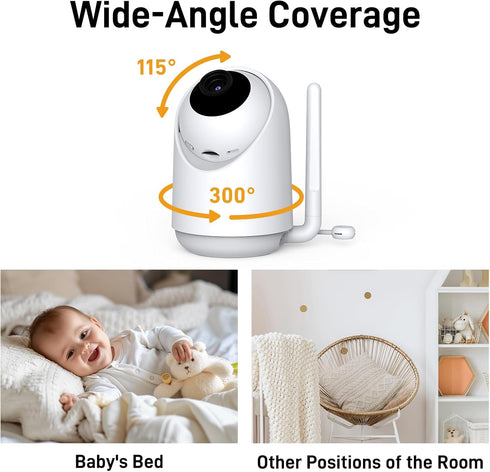 NEWQ 1080P 2 HD Baby Monitor: No WiFi Display Clear Night Vision with Video Recording Feature, Temperature Sensor