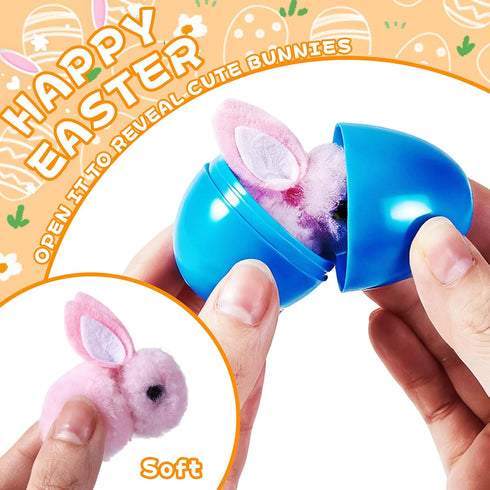 Digwry 30 Pack Prefilled Easter Eggs with Plush Bunnies,Pre Filled Easter Eggs with Stuffed Toys Inside,Easter Basket