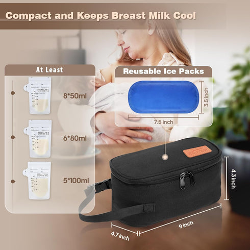 ZDJYCH Packs Frozen 5-7 (3-5oz), Breast Milk Cooler Travel Bag with Ice - Small Portable Insulated Bag for Breastmilk