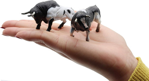 Hiawbon 12 Pcs Miniature Cattle Figurines Set - Mini Cow Models Plastic Cattle Models