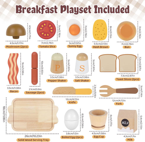 3-5 Playset 3 4 5 6 Airlab Toy Food for Toddler Pretend Play Kids Kitchen Breakfast Cutting Food Girl Boy Birthday Gift