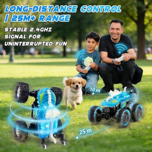 with360 4-7 JICUICUI Dinosaur Monster Truck Toys - Remote Control Monster Truck with Light, Mini Dinosaur Toys