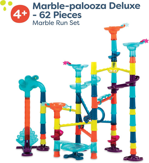 B. toys Marble Run Toy Set - 62 Piece Educational STEM Building Toy with Lights & Sound - 3 Years +
