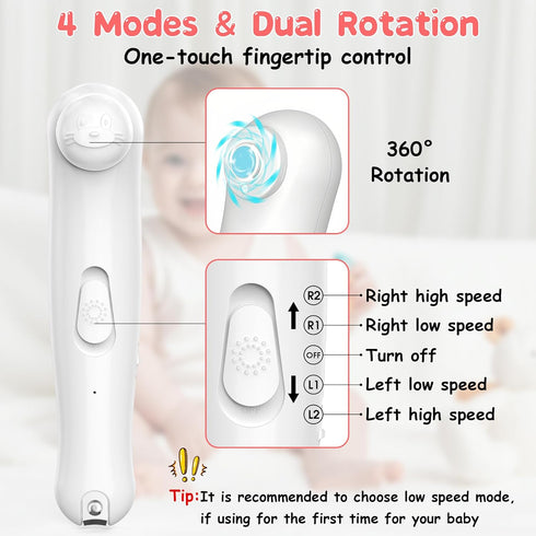 Trimmer 6 Baby Electric Nail Baby Nail Clippers, Safe Nail Filer Grinder Kit for Newborn Infant Toddler Kids or Adults