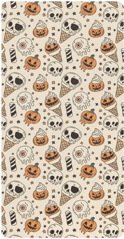 Jynexis Halloween Pumpkin Ice Cream Print Baby Crib Sheets, Cotton Fitted Crib Sheet,