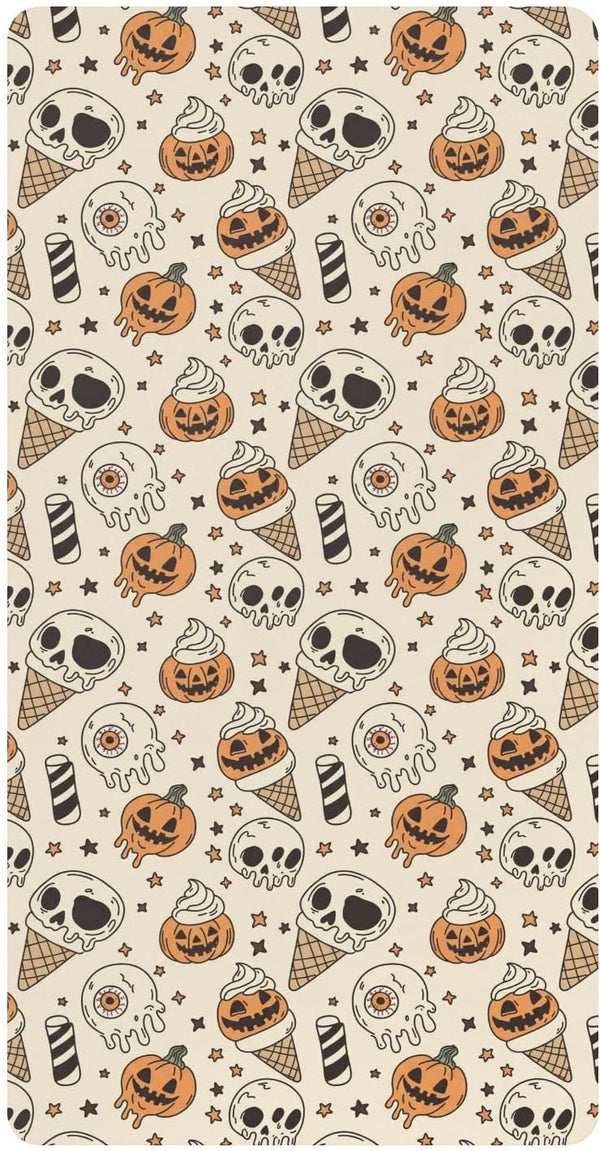 Jynexis Halloween Pumpkin Ice Cream Print Baby Crib Sheets, Cotton Fitted Crib Sheet,