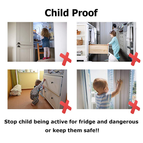 2 Pack Refrigerator Lock with Magnetic, Child Safety Locks for Fridge Freezer Door, Convenient, Black