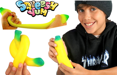 JA-RU Stretchy Banana Toy, Squishy Carrot Toy, & Jumbo Gummy Bear Toys for Kids, Slow Rising Fidget Stress Relief