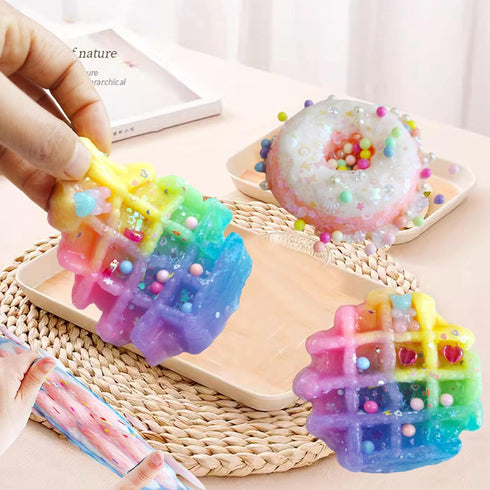 YALARY 4 Pack Cake Soft Squishy - Squishies, Squeeze, Perfect for Stress Relief - Sensory, Fidget Play Food Squishy