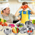 Cookware Pots and Pans Play Set, Mini Stainless-Steel Kitchen Cooking Utensils Toys for Kids, Educational Toy Kitchen