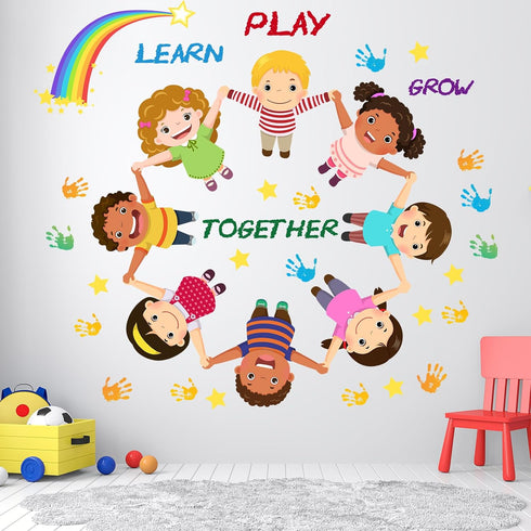 Peel and Stick Kids Wall Decals Educational Rainbow & Diversity Stickers for