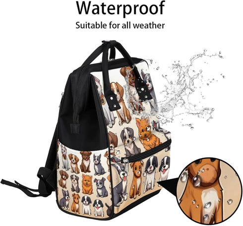 Hsnar Backpack Cartoon Dog Cute Waterproof Diaper Bag Large Capacity Baby Bag with Stroller Straps, Multi-Pocket Diaper