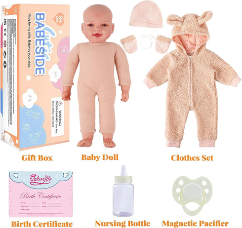 15-Inch Set, 3+, BABESIDE Baby Doll with Feeding Lightweight First Baby Doll for Kids Realistic Baby Girl with Soft