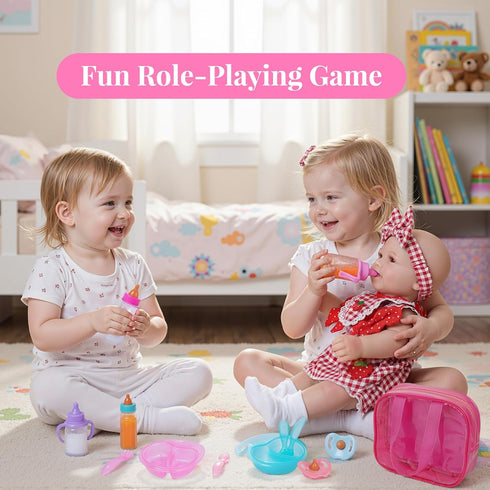13 Set, BABESIDE Pcs Baby Doll Accessories Magic Baby Doll Bottles and Accessories Toy Babys Bottles with Disappearing