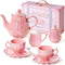 Giant bean Porcelain Tea Set, Pearl Pink Real Tea Party Set for