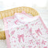 Set 4 Set Floral Crib Bedding for Girls, Pieces Pink Baby Nursery Bedding for Standard Size Crib, Including Soft