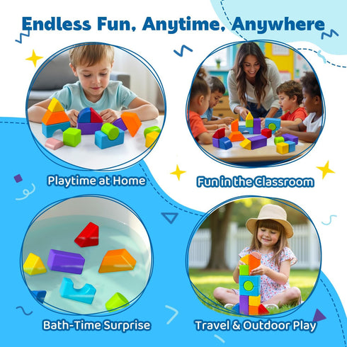 37PCS 4-8, 3D 4+ Pairez Toys Magnetic Building Blocks, Magnetic Blocks for Kids Ages Multi-Shape Stacking Blocks