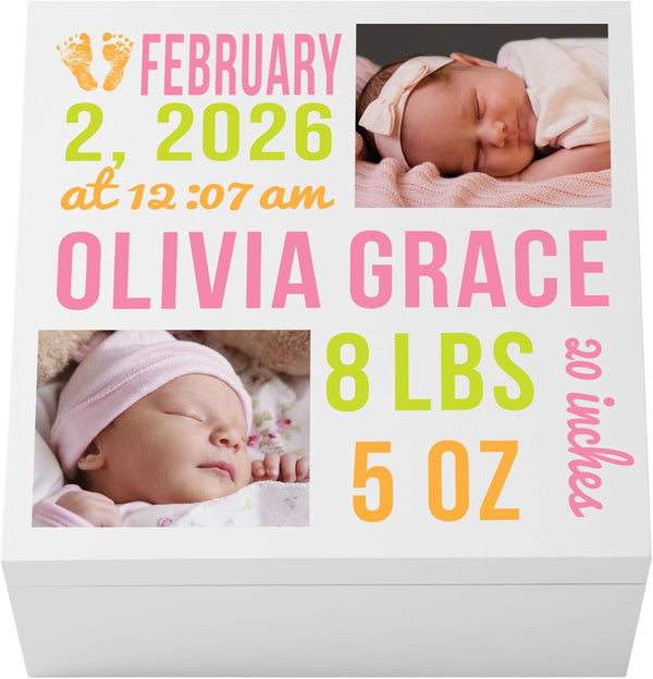 Let's Make Memories Personalized Photo Keepsake Box for New Baby - Memento