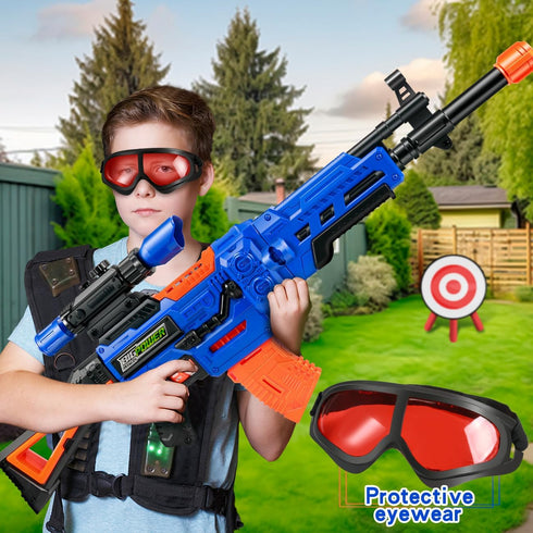 Bigpower Electric Kids Toy Sniper Rifle with Scope - Tactical Vest Kit, 4 in 1 Automatic Sniper Rifle Toy Guns for Boys