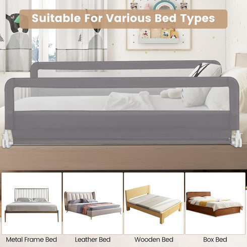 71-in Pack 1) HONEY JOY Bed Rail for Toddlers, Extra Long, Portable Safety Bed Guardrail w/Double Safety Child Lock