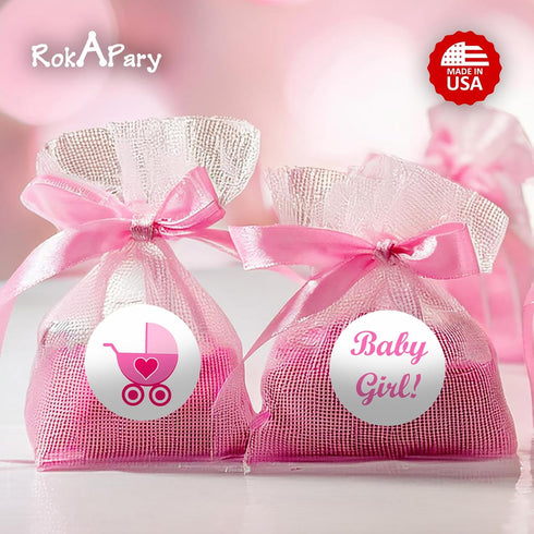 324 Pink Its a Girl Baby Shower Favors Stickers for Baby Shower or Baby Sprinkle Party Decorations, Made in USA