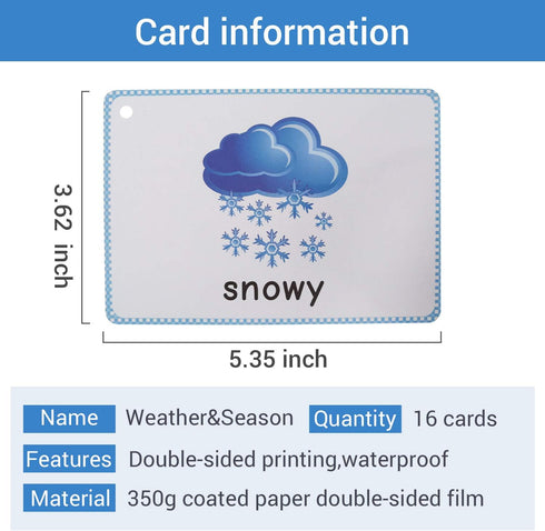 Weather & Seasons Flashcards, Educational Learning Toys for Toddlers, Kindergarten Supplies