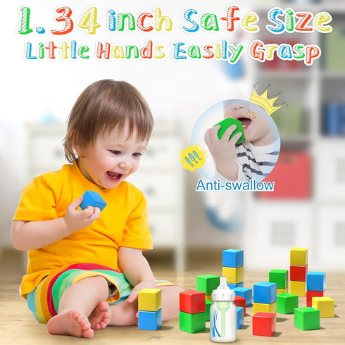 Magnetic Blocks - 1.34 inch Large Magnetic Building Blocks, 3D Cubes for Toddlers, Educational Construction Kit