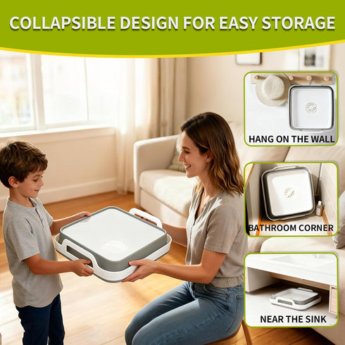 Bath Toy Storage Basket Bin: Collapsible Bathtub Toys Holder Bucket & Portable Bathroom Shower Caddy Organizer