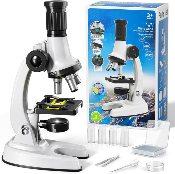 Xelabrion Microscope for Kids, 67 Pcs Kids Microscope Science Kit with 100X-1200X Microscope,