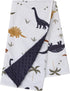 NOJO Little Love Dino Baby Blanket in White, Navy, and Tan Palm Trees, Super Soft