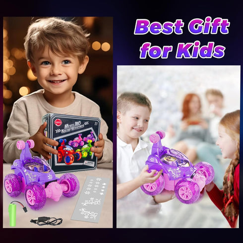 3 4-7 8-12 4WD 360 3D Remote Control Car for Girls Years Old, Rc Stunt Car Rechargeable RC Cars Toy Vehicle
