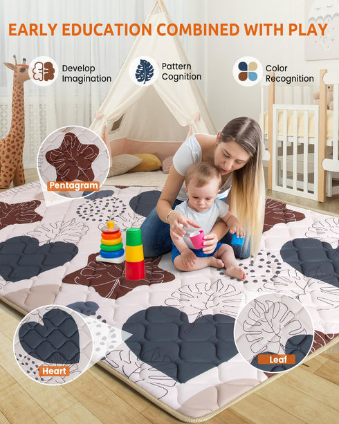 BICESTE 74x50 Playpen Mat Foam Thick, Large Baby Play Mat for Babies Kids Toddlers Infants Floor Crawling, Washable