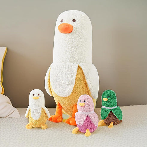 1 Mommy 19.7" 3 4 Set PEACH CAT Banana Duck Plush Banana Duck Stuffed Animal with Cute Babies Inside, Pieces Plushies