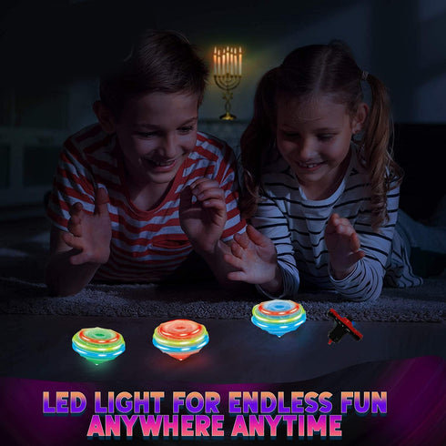 12-Pack Light Up Spinner Tops, UFO Spinning Toys with LED Flashing for Kids Party Favors & Goodie Bags
