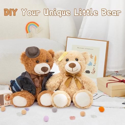 8Pcs 14inch MorisMos Teddy Bears Bulk Baby Shower, Cute Teddy Bear Stuffed Animals Plush, Small Stuffed Bears on