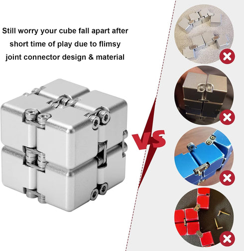 Aluminum Alloy Metal Infinity Cube Fidget Toy, Handheld Desk Toy with Cool Case, Relieve Stress for Kids and Adults