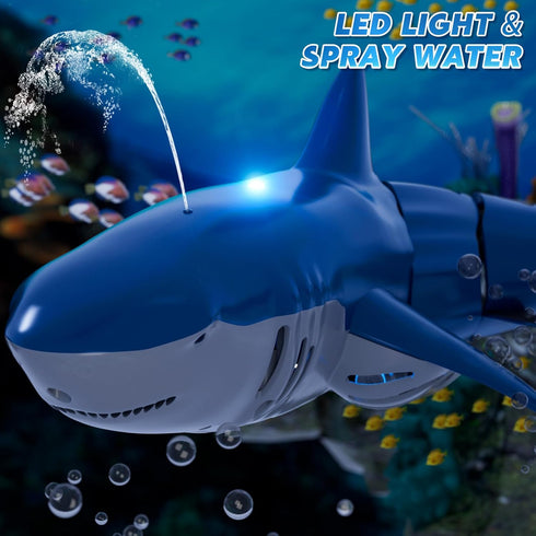 WATUDOU 1:18 2.4Ghz 6 7 8 9 Remote Control Shark Toys for Boys Kids, Scale High Simulation Shark for Pool, Electric RC