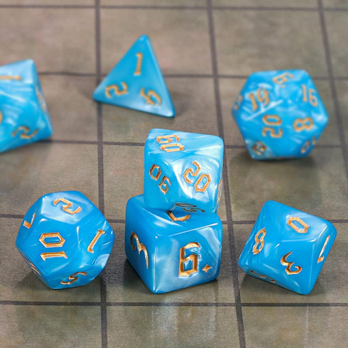 Set CiaraQ DND Polyhedral Dice with Dice Bag for Dungeons and Dragons RPG MTG Role Playing Table Games (Blue + Gold