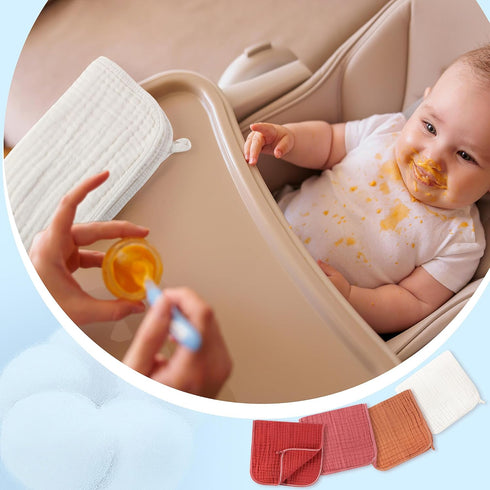 20 20" 10" 100% 6 Buryeah Muslin Pcs Burp Cloths Large x Cotton Layers Ultra Absorbent and Soft Hand Washcloths
