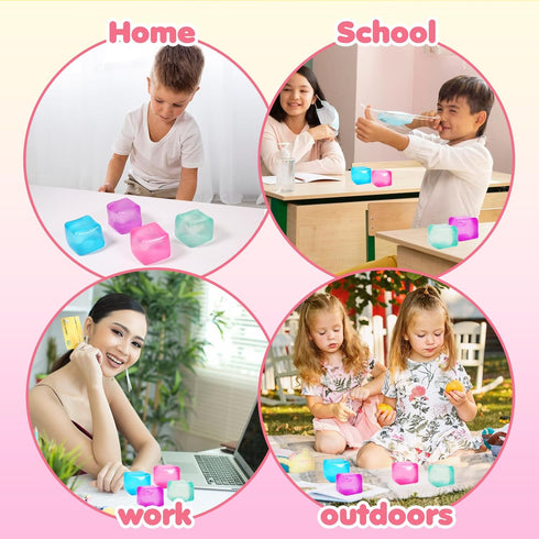 JIACAI 3pack (3pcs) Stress Cube Squishy Stress Balls for Kids Ice Cubes Squishy for Adults Fidget Toy for Your Best