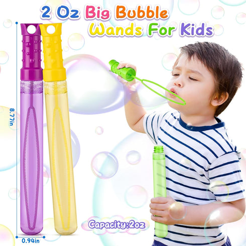Jumlys 48 Pack Big Bubble Wands in 6 Colors - Bulk Party Favors for Kids, Ideal for School Prizes and Goodies