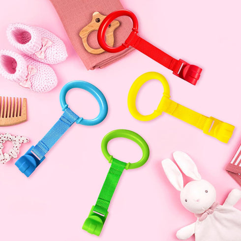4pcs Plastic Baby Crib Pull Rings, Kids Walking Exercises Assistant Stand Up Rings for Infant Baby Toddler Practice Tool