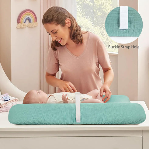 2 Pack 100% Muslin Changing Pad Cover for Baby Girls Boys, Cotton Fitted Baby Diaper Changing Table, Soft
