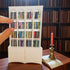M.Zibos 1:12 4 100 Mini Bookshelf for Anxiety Relief - Scale Vintage Bookcase with Drawers & Mini Books, Dollhouse
