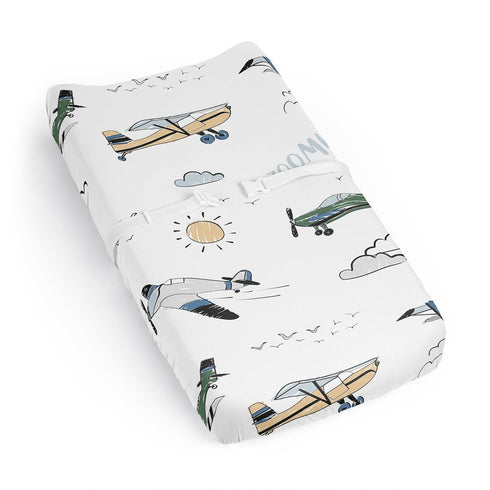 Sweet Jojo Designs Vintage Airplane Boy Baby Changing Pad Cover Sheet Infant