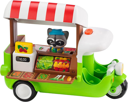 Klorofil 6pc Playset, 18Mo+ Timber Tots: Food Truck - Mobile Vehicle Shop & Character Racoon Animal Figurine