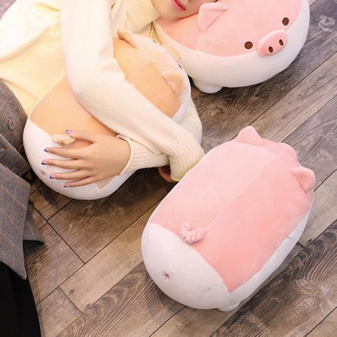 Levenkeness Soft Fat Pig Plush Hugging Pillow, Cute Piggy Stuffed Animal Doll, Brown, 15.7"