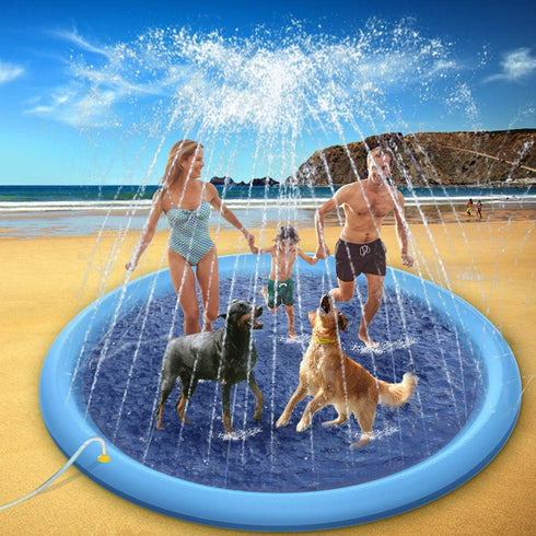 Raxurt Splash Sprinkler Pad for Dogs Kids, 97 Inch Anti-Slip Thickened Dog Pool Durable Upgrade Bath Pool Pet Summer
