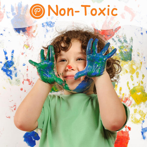 ABEIER Washable Finger Paint for Toddlers, Safe Non-Toxic, 12 Vibrant Colors, Mess Free Art Supplies for Kids