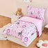 4-Piece Set Set URBONUR Toddler Bedding - Ultra Soft Cartoon Pink Zoo Animals Girls Toddler Comforter - Include